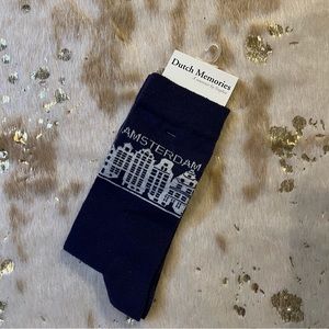 NWT Amsterdam Navy Blue Socks With Graphic Netherlands